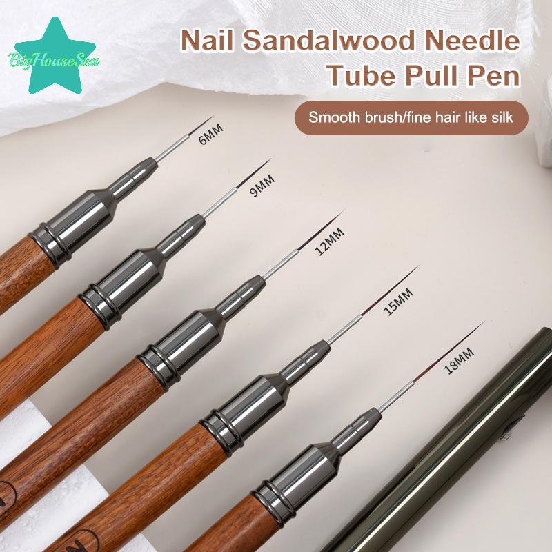 [Sea-t] 6/9/12/15/18 มม. แปรงซับเล็บวาดเส้นแถบจิตรกรรมดอกไม้ปากกาเล็บแต่งเล็บไม้จันทน์จับ