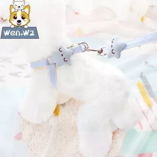 wen.W2 ชุดสายจูงสัตว์เลี้ยง ฮาร์เนสนุ่มปรับได้ สายจูงแมว สำหรับสุนัข แมวตัวเล็ก ใส่สบาย