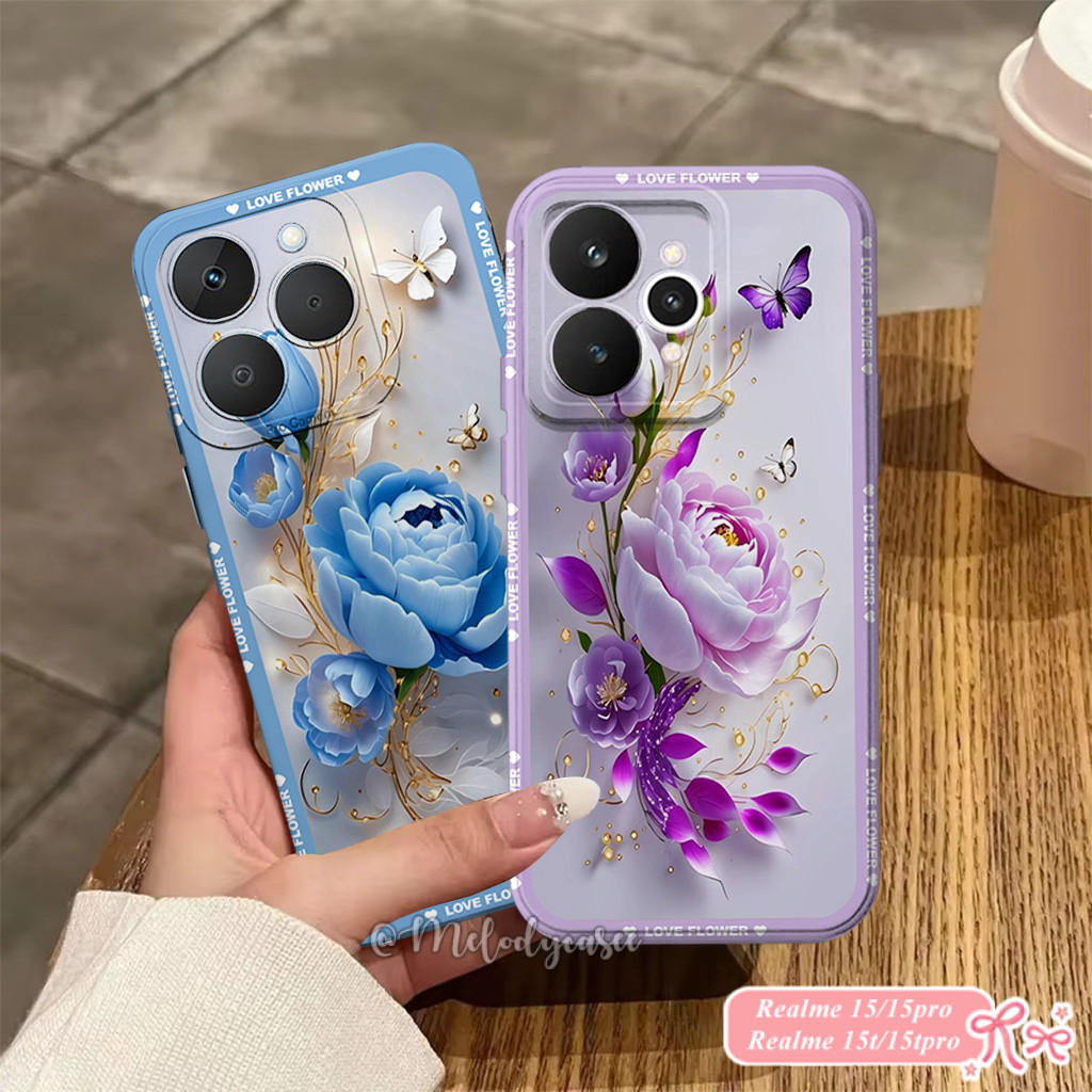 Realme 15 / 15 Pro / 15T / 15T Pro Softcase - Floral Frame Motif - เคส Procamera ยืดหยุ่น