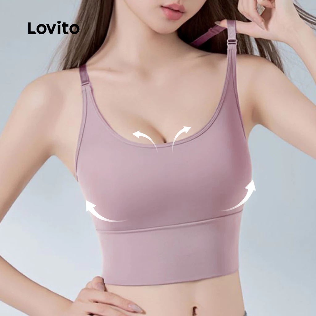 Lovito บราสปอร์ต ระบายอากาศ วิ่ง โยคะ LNA137045 thumbnail 3