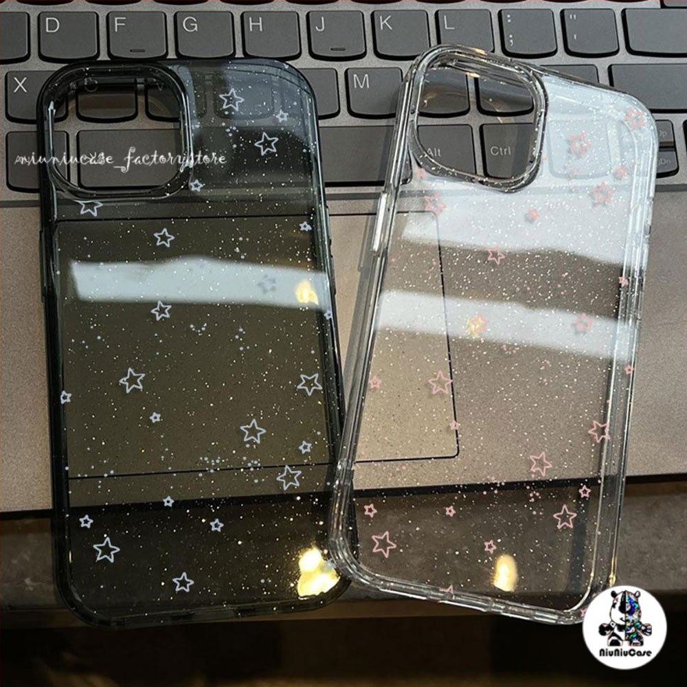 เคส For iPhone 15 Pro Max iPhone 13 11 เคสใสแบบแวววาว TPU นุ่มสีสันสดใส ดาวห้าแฉกสีสันสดใส Compatible iPhone14 Pro max