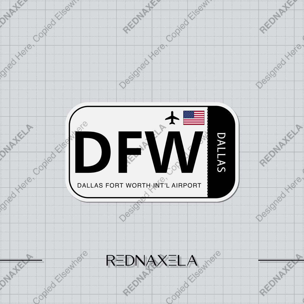 Dallas Fort Worth International Airport Code สติ๊กเกอร์ป้าย DFW
