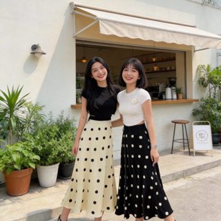 กระโปรง ลายจุดดีไซน์เหนือกาลเวลา ใส่ได้บ่อยไม่มีเอาต์แน่นอนร…