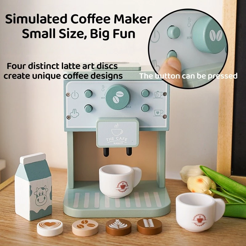 ชุดเครื่องชงกาแฟจำลองของเล่นไม้สำหรับเด็ก thumbnail 5