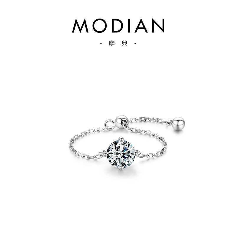 MODIAN MODIAN S925 ทั้ง Body เงินสเตอร์ลิงปรับแหวน All-Match High-End สี่กรงเล็บรอบแหวนเพชรหญิง