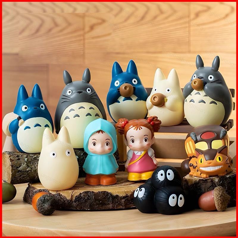CH1 10 ชิ้นเพื่อนบ้านของฉัน Totoro Totoro Susuwatari Satsuki Kakabe Action Figure Hollow Finger Pupp