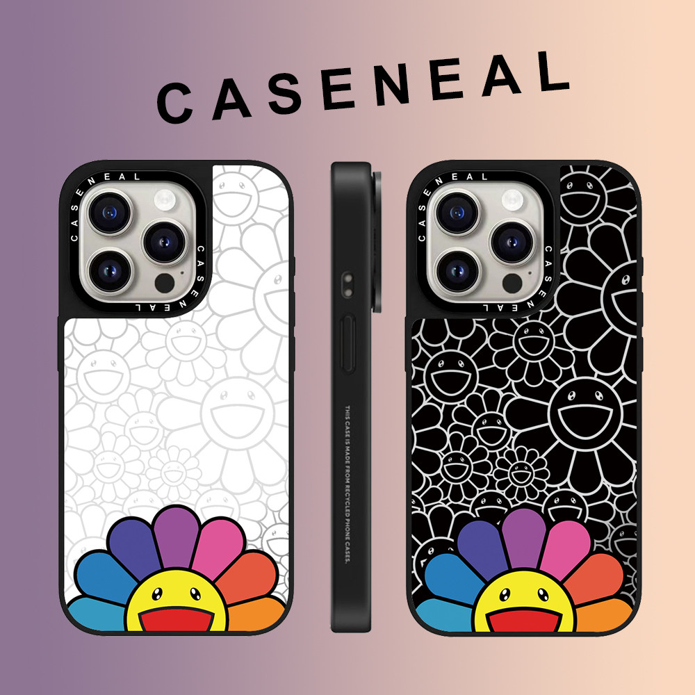 CASENEAL Graffiti สีสันดอกทานตะวันกระจกเคสโทรศัพท์สําหรับ iPhone 17 Pro Max 16 ProMax 15Pro 14 Plus 13 12 11 โทรศัพท์กันกระแทกขอบนุ่ม hard กรณีป้องกัน