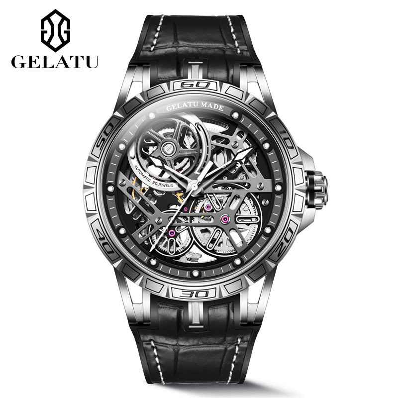 GELATU Gratu watch, fully automatic mechanical watch, skeleton men's watch, mechanical men's watch