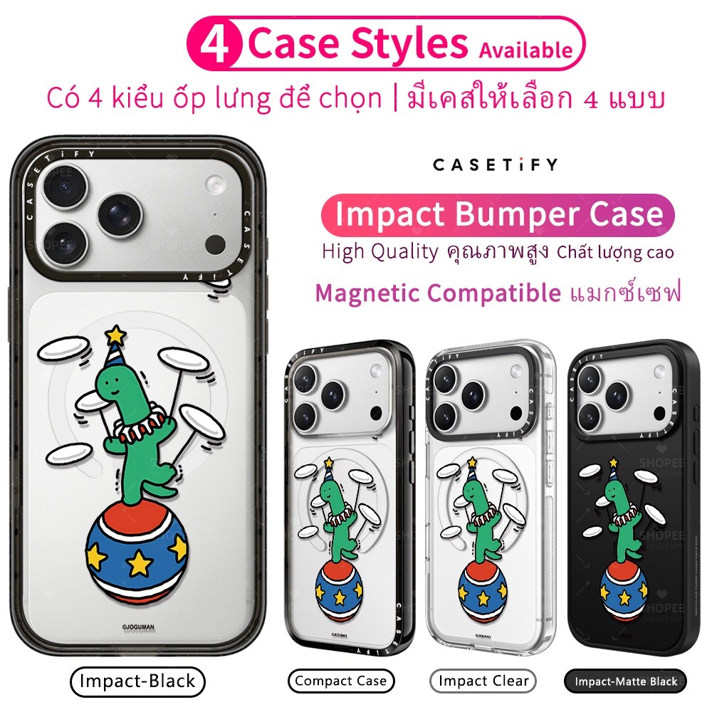 CASETIFY Joguman Brachio แสดงเวลา Minimalist เกาหลีน่ารักอะคริลิใสกันกระแทกเคสโทรศัพท์แม่เหล็กสําหรั