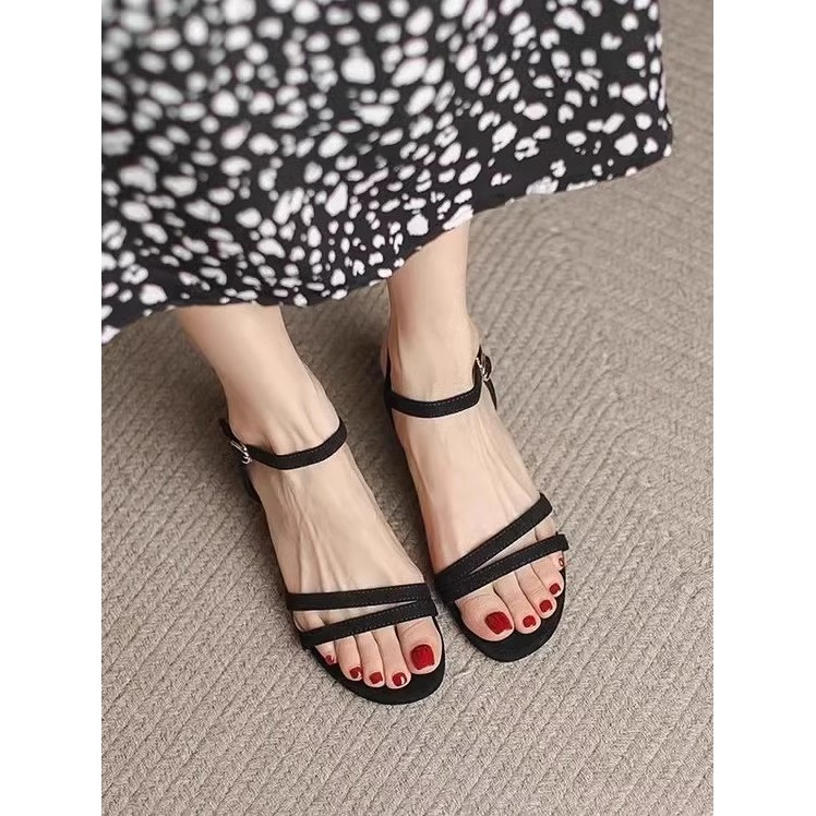 รองเท้า poise เกาหลี ส้นสูง kyda รองเท้า รองเท้าส้นสูงสีดำสไตล์แฟชันฤดูร้อน สำหรับผู้หญิง