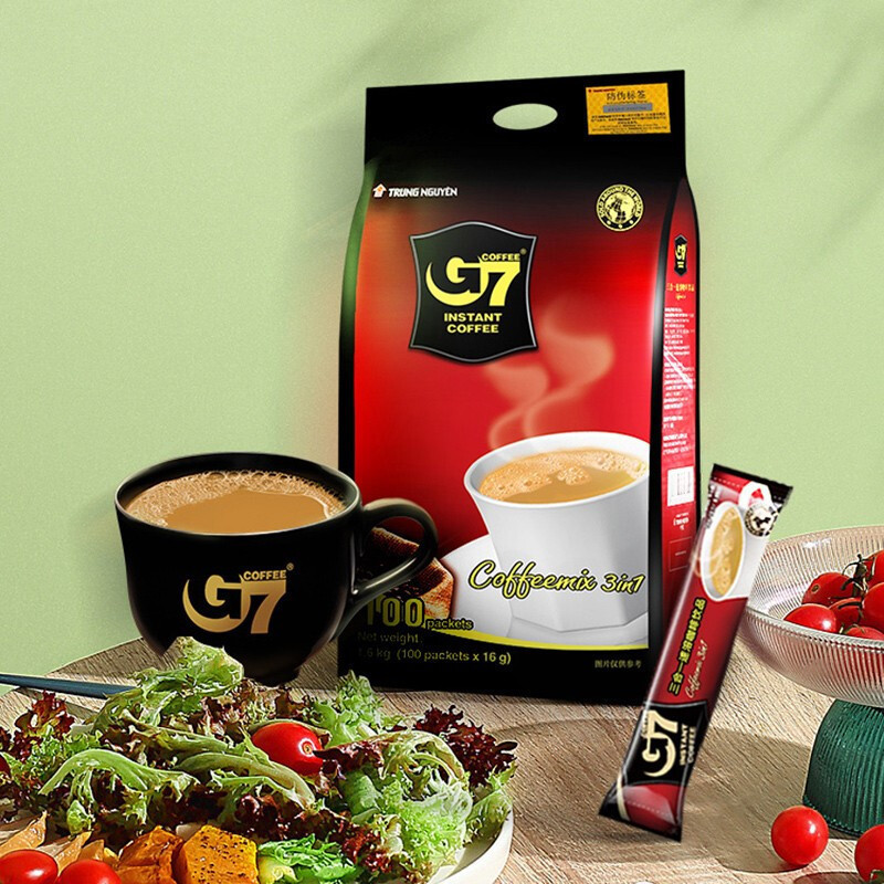 กาแฟ G7 รสต้นตำรับ นำเข้าจากเวียดนาม 1600g 3-in-1 แบบซอง 100 ซอง