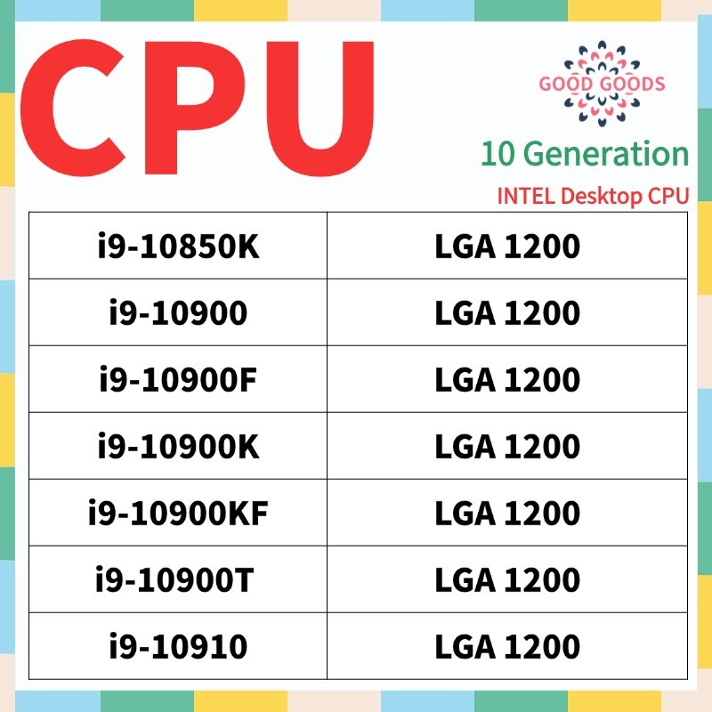 I9-10850K i9-10900 i9-10900F i9-10900K i9-10900KF i9-10900T i9-10910 10th generation INTEL Core Desk