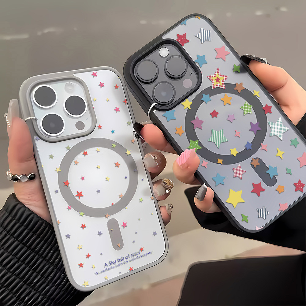 Acrylic เคสแม่เหล็ก สําหรับ iPhone 11 13 14 17 Pro 16 15 12 Pro Max Air เคสไอโฟน11 Matte อะคริลิคใสปกหลัง กันกระแทก