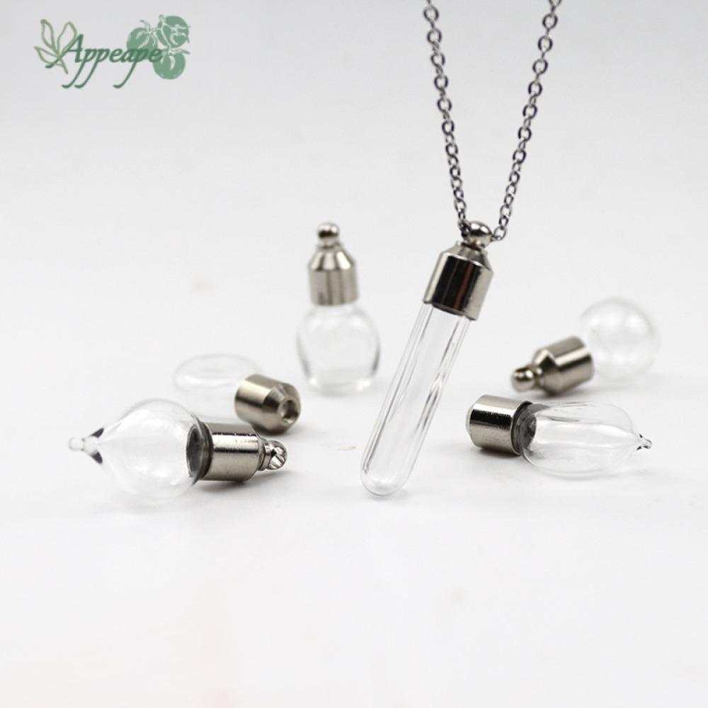 จี้ขวดแก้วพร้อมโซ่แก้วใส สำหรับเก็บเถ้าหรือน้ำหอม DIY Fillable Wishing Bottle