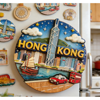 ฮ่องกงชุดแห่งชาติอินเทรนด์วัฒนธรรมสร้างสรรค์ไม้ตู้เย็นสติกเก…