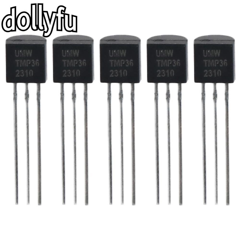 DOLLYFU 5PCS 3-Pin, TMP36GT9Z TMP36 เซ็นเซอร์อะนาล็อกอุณหภูมิแรงดันต่ํา, การอ่านที่แม่นยํา สีดํา ±2°