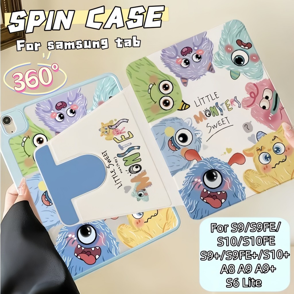 กรณีสมาร์ทสําหรับ For Galaxy Tab S6/S10Lite S10FE  S9 S9FE S8 A8 A9 A9+ S7FE S8+ หมุนพร้อมปากกาSlot 