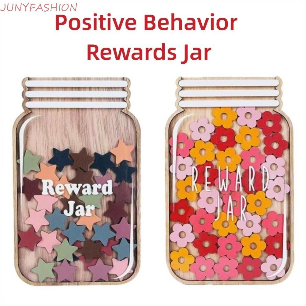 JUNYFASHION Positive Beahavior Rewards Jar, ไม้การ์ตูนเด็ก Star Reward Jars, ชวนให้รางวัล Beahavior 