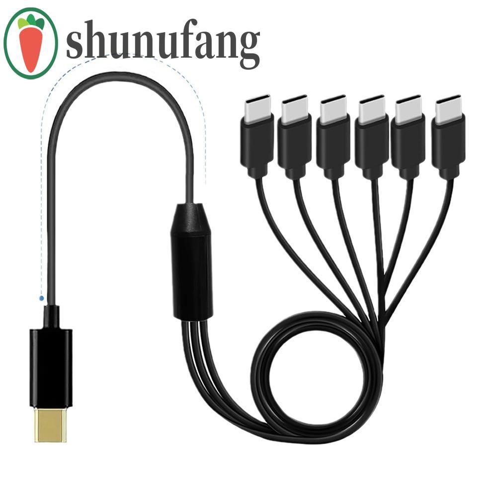 UNUF สายแยก USB C, 6 in 1 Type-C Micro-USB Multi USB C ถึง USB C สาย, แบบพกพา USB Y Splitter 50cm815