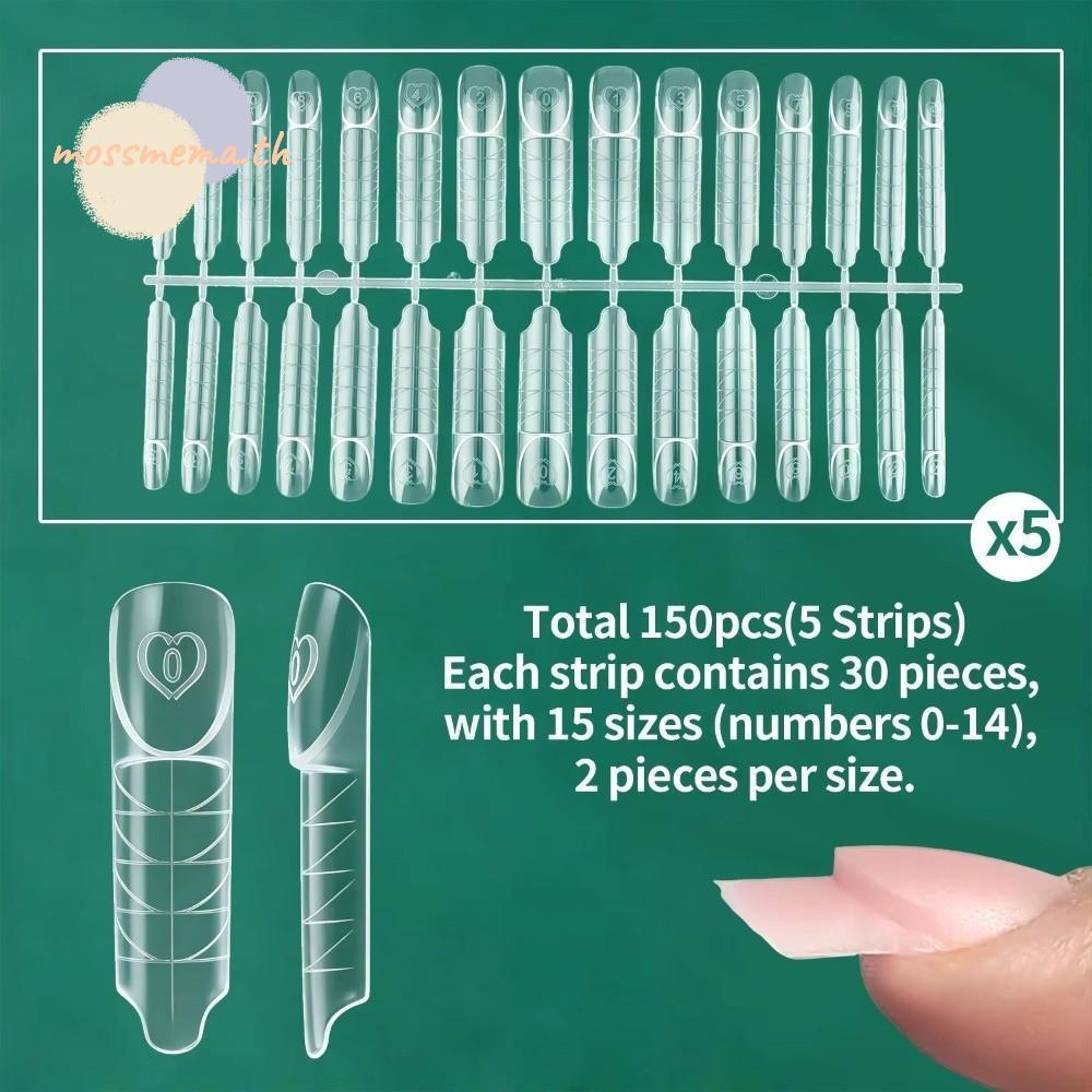 MOSSMEMA 75/150 ชิ้นต่อเล็บ,พลาสติก 15 ขนาด Space เล็บรูปแบบ,โปร่งใสนํากลับมาใช้ใหม่โพลีเจลรูปแบบ Ho