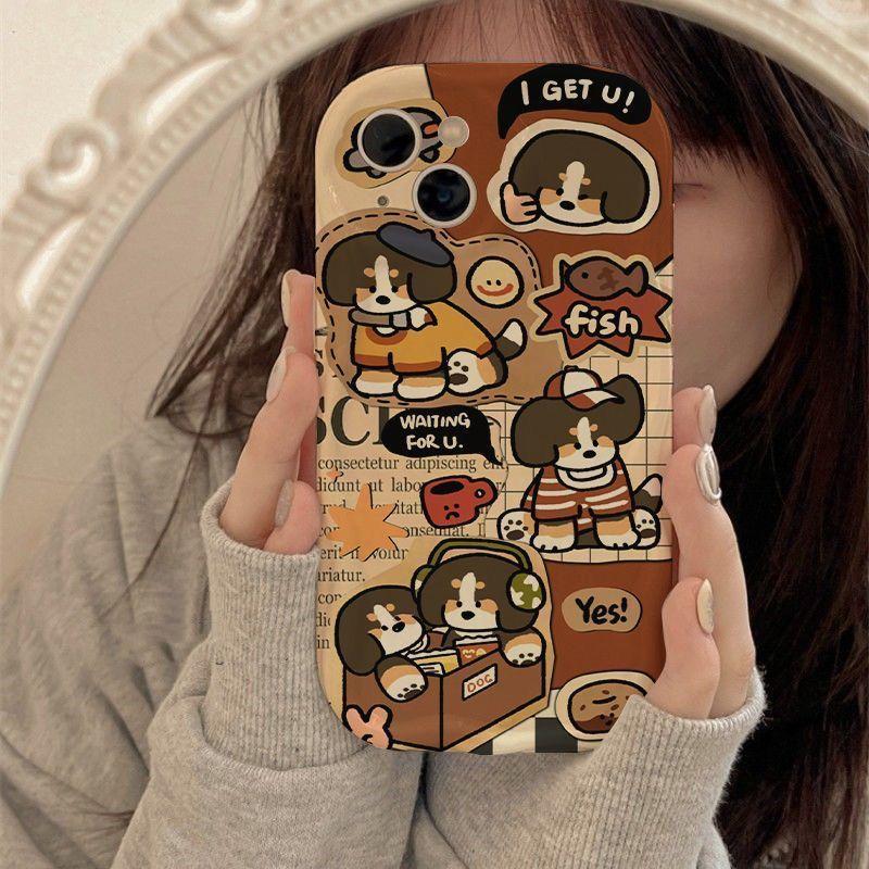 น่ารัก Retro กรณีสุนัข OPPO Reno14f Reno12 Reno11F Reno15 Reno13F Reno7 Reno8 Reno6Z Reno5Z Reno7Z R