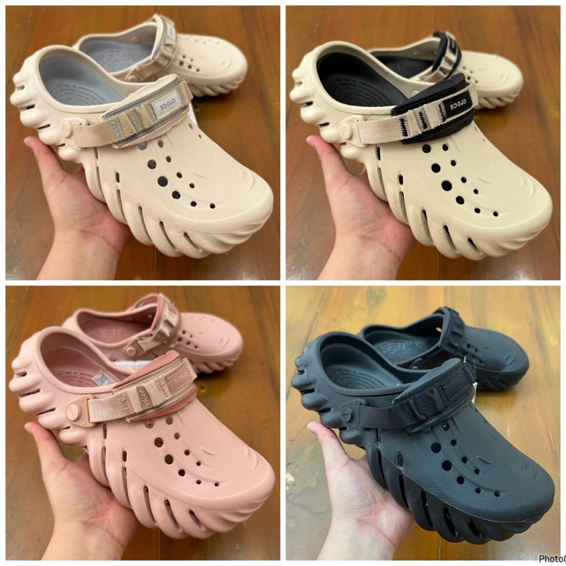 [คลังสินค้าพร้อม]Unisex Crocs Echo Clog สําหรับผู้ชายผู้หญิงรองเท้าแตะรองเท้าชายหาดแฟชั่นรองเท้าแตะก