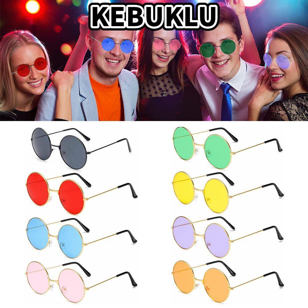 KEBUKLU แว่นกันแดดทรงกลม Retro Party Disco Circle Glasses