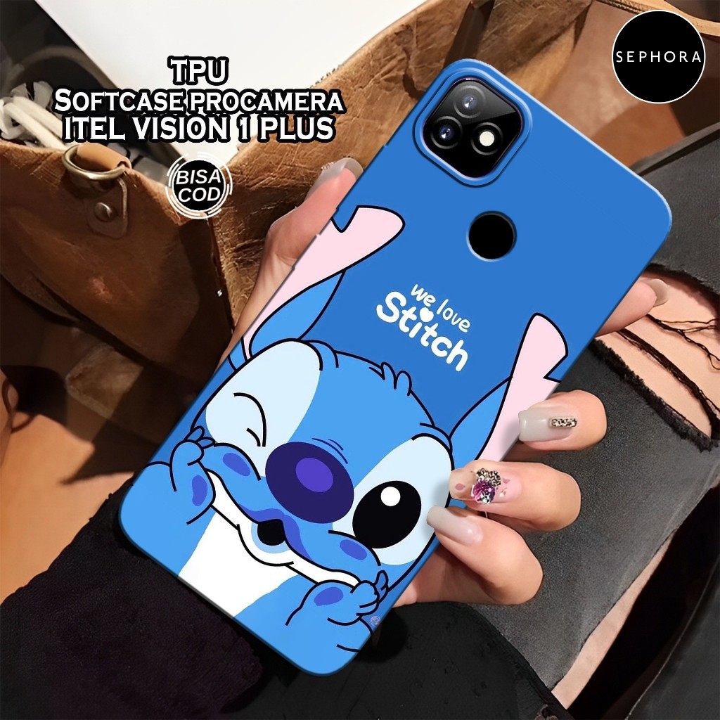 เคส HP ล่าสุด ITEL Vision 1 Plus - เคส Stitch แฟชั่น - ITEL Vision 1 Plus Softcase - เคสกล้อง Pro - 