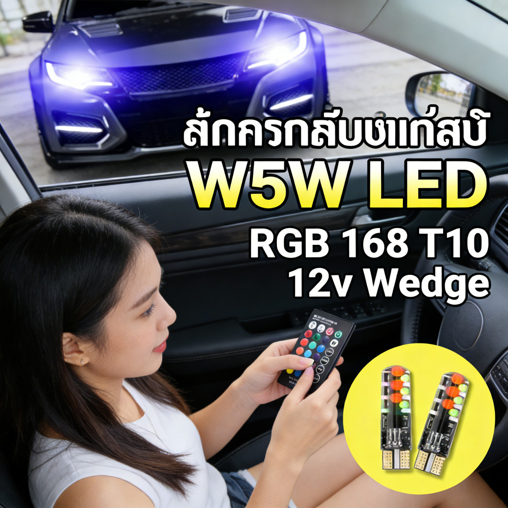 โดมไฟอ่านหนังสือ 194 168 5050 SMD RGB รถโดมไฟ T10 LED รีโมทคอนโทรล โคมไฟ W5W 12v 5050