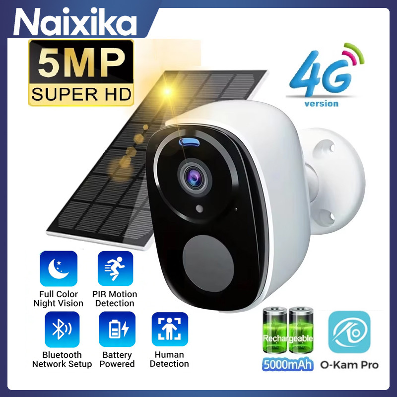2K 5MP 4G พลังงานแสงอาทิตย์ความปลอดภัยกล้องไร้สายกลางแจ้งสี Night Vision แบตเตอรี่ขับเคลื่อนสนับสนุน