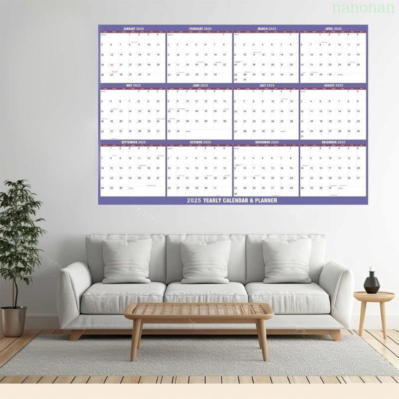Nan 2025 Full Year to View Calendar Yearly Planner Erasable Wall Calendar Home Wall Organizers Plann