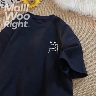 (จัดส่งในกรุงเทพฯ)Woo Right เสื้อยืดแขนสั้น สีขาว t shirt เสื้อยืดคอกลม
