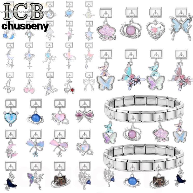 ยอดนิยม Love จี้ Sliver สีอิตาเลี่ยน Charm Links Fit 9 มม.สร้อยข้อมือสแตนเลสทําเครื่องประดับ