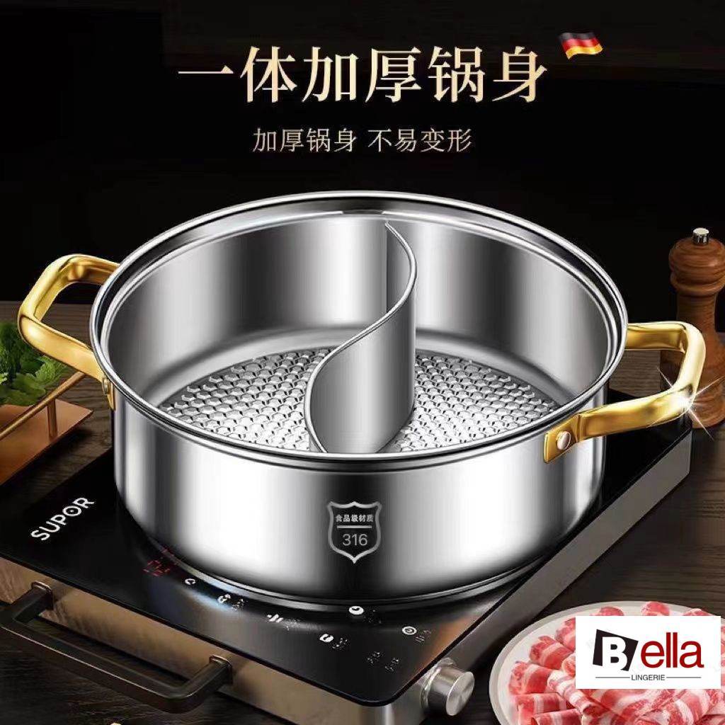 New 特厚不锈钢家用涮锅锅清汤锅鸳鸯锅电磁炉燃气灶通用不粘锅Super thick stainless steel household shabu-shabu pot clear soup pot 