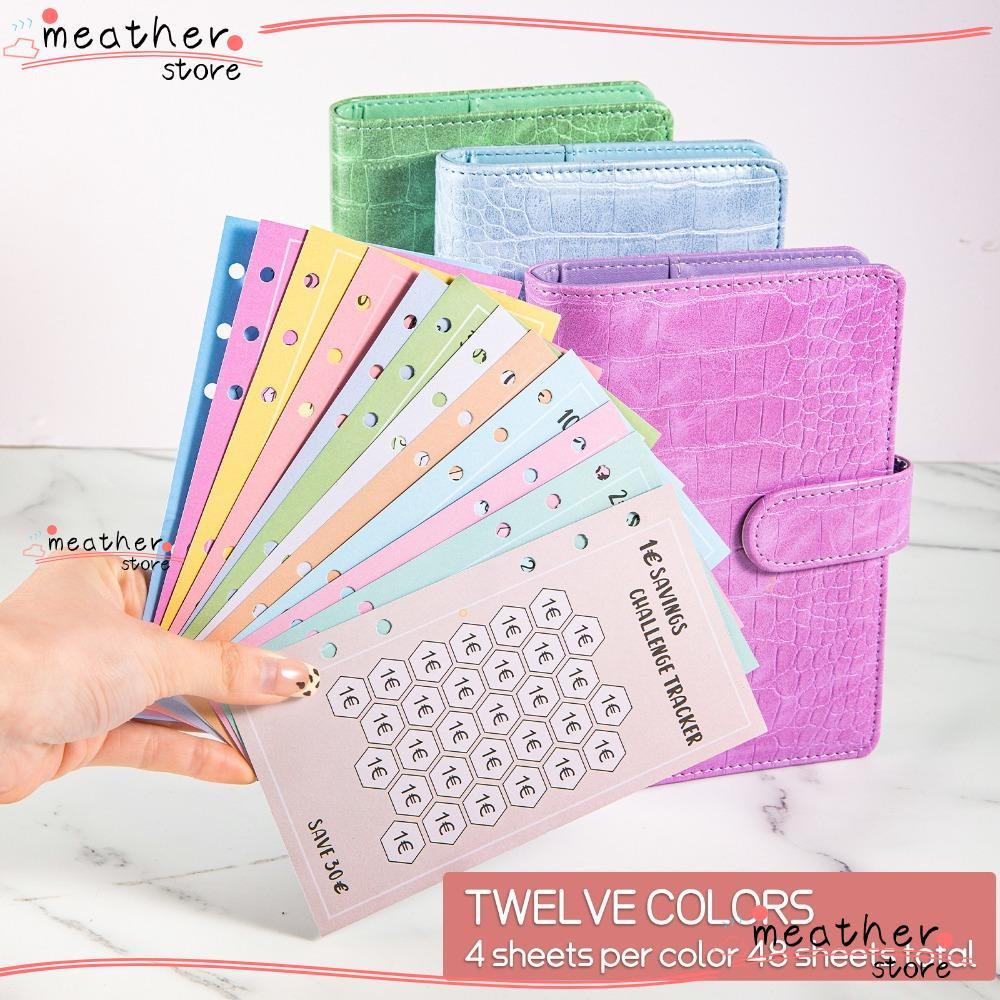 MEATHERSTORE การ์ดประหยัดค่าใช้จ่าย 48 ชิ้น, A6 100 ซอง 30 วันประหยัดซองเงินสด, เงิน Eave USD Euros 