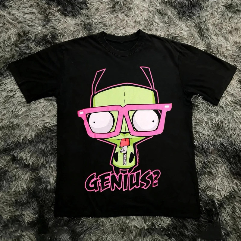 เสื้อยืดแขนสั้นลายการ์ตูน Invader Zim สไตล์วินเทจ เสื้อยืดกราฟิกยูนิเซ็กส์สไตล์เรโทร ย้อนยุค 90s สตรีทแวร์ Y2K