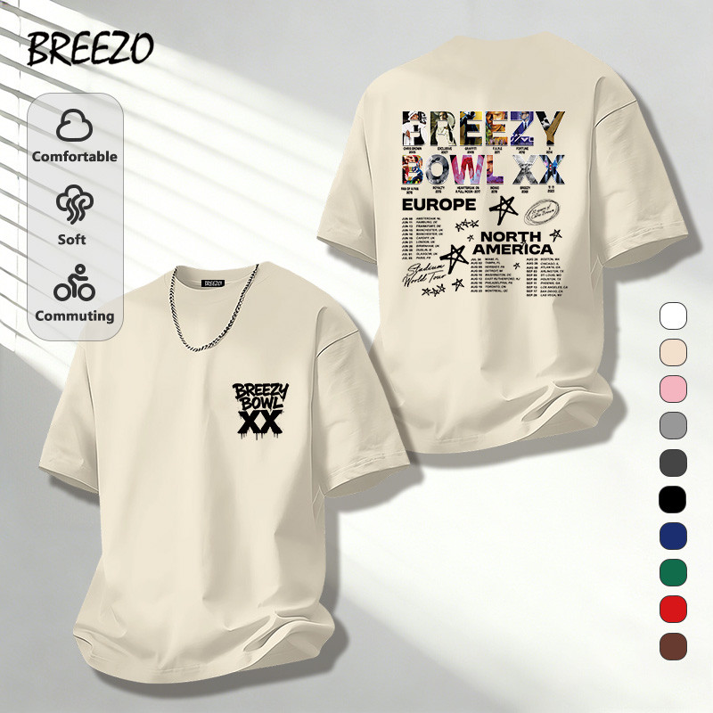 เสื้อยืดผู้ชาย หลวมและสะดวกสบาย cotton Chris brown แนวโน้ม เย็น ลายพิมพ์ ไม่ร้อน ตัดเย็บดี (ส่งเร็ว จัดส่งจากไทย)