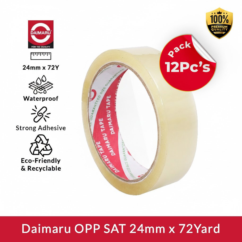 Daimaru Stationery Tape SAT 24mm x 72Y / 1 นิ้ว เทปใส / เทปใส x 12 ชิ้น