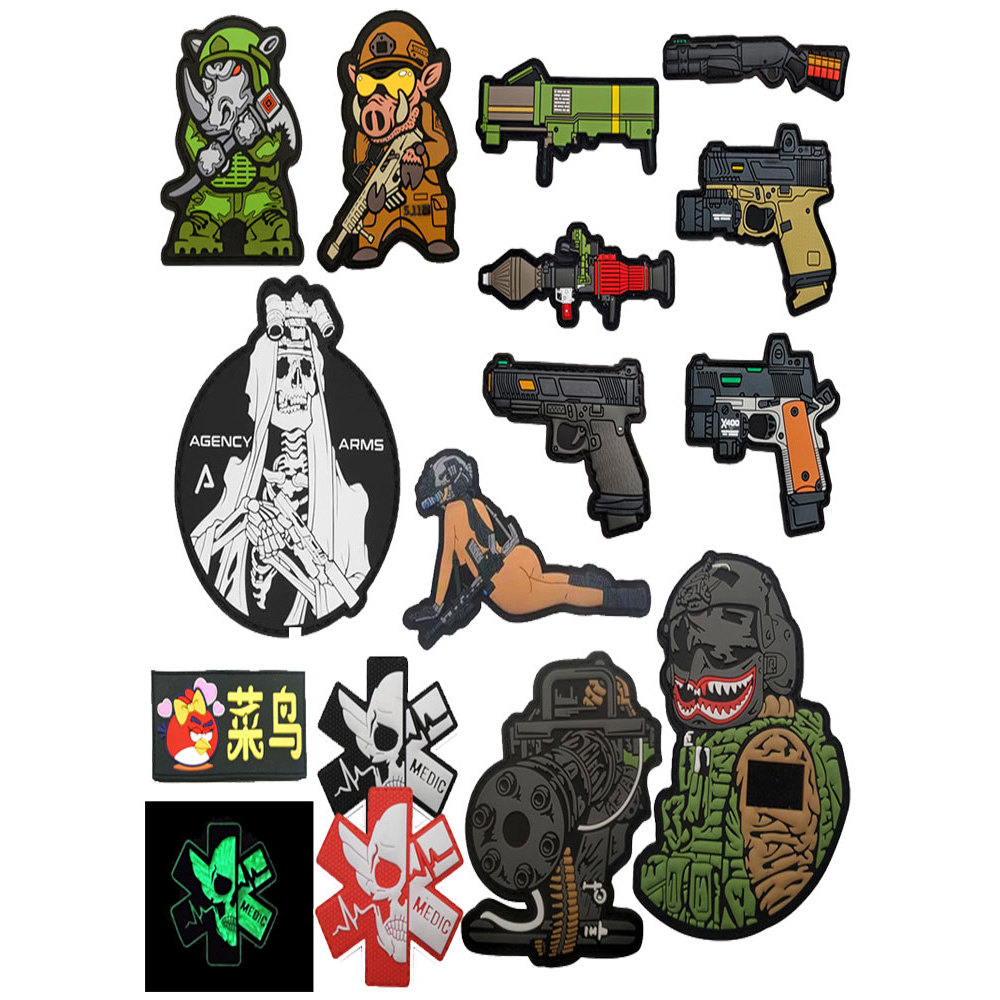 Spot Goods#PVC 40Rocket launcher Q Tactical Military Patch, Personalized Velcro Soft Rubber Badge, B