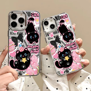 แมวน่ารัก ลวดลาย เคสไอโฟน17 For iPhone 11 13 12 14 15 16 Pro Max X XS Max 7 8 Plus เคส รูปแบบโปร่งใส กันกระแทก TPU Case