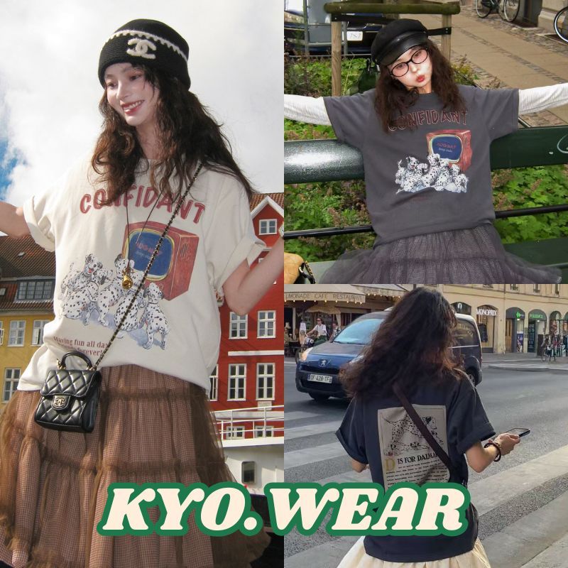 KYO 🌸 เสื้อยืดผู้หญิง OVERSIZE สไตล์ลำลอง พิมพ์ลาย "CONFIDANT" ผ้าCOTTON โคตรนุ่ม โคตรนุ่ม เสือใส่สบาย【COD】