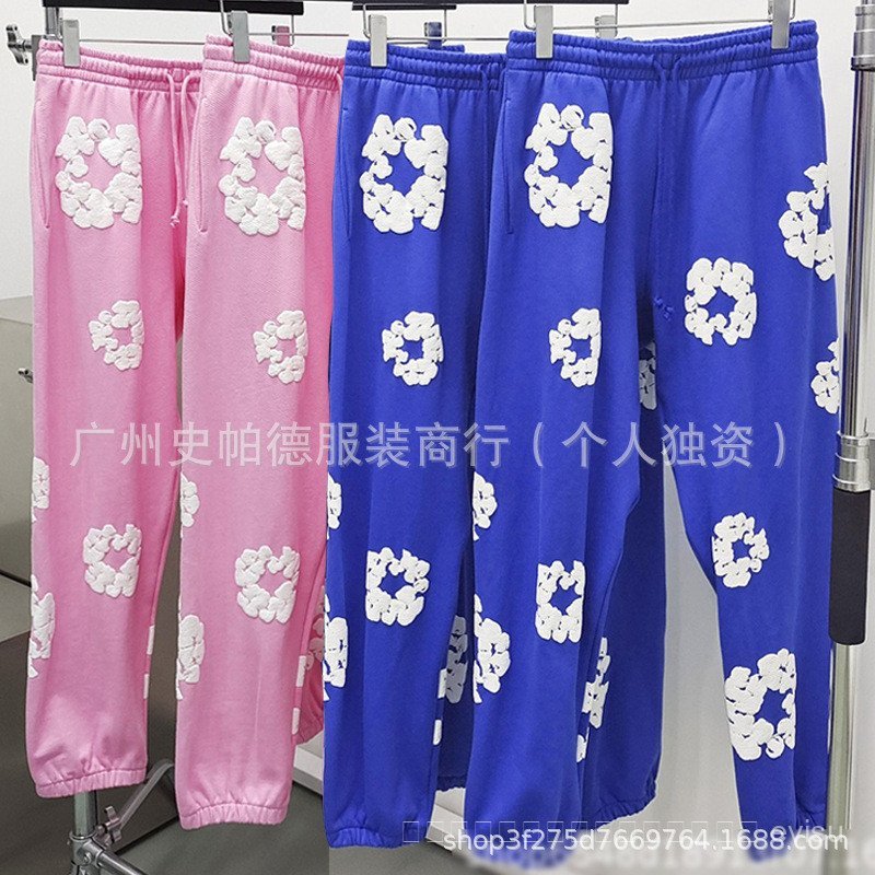 DENIM TEARS Hoodie Kapok Foam Sweatpants สวยอินเทรนด์ High Street Denim Tears กางเกง KNRO