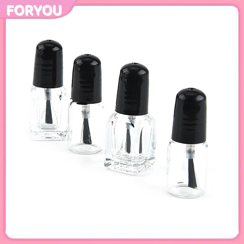 FORYOU 2ml/3ml ยาทาเล็บที่ว่างเปล่าขวดแก้วใสคอนเทนเนอร์พร้อมหมวก Bla null