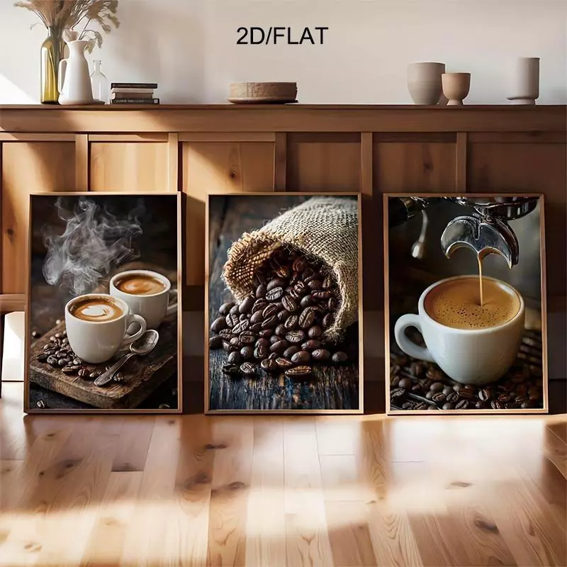 โปสเตอร์พิมพ์ผ้าใบกาแฟคุณภาพสูง 3 ชิ้น/เซ็ต เหมาะสําหรับแขวนผนังร้านกาแฟและศิลปะร้านค้า โปสเตอร์ผ้าใบไร้กรอบเหมาะสําหรับสํานักงานและทางเดินศิลปะ