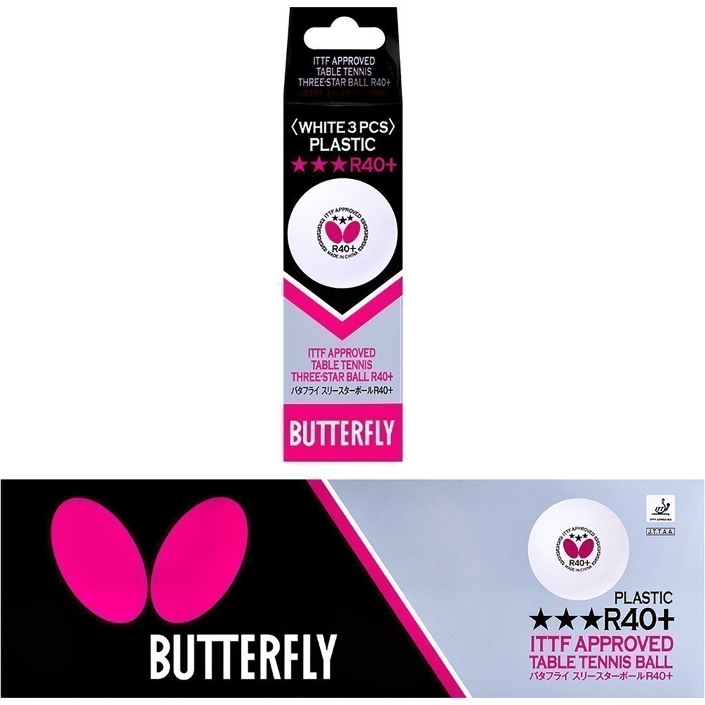 BUTTERFLY THREE-STAR BALL Official Ball Partner 40+ ลูกบอลพลาสติก