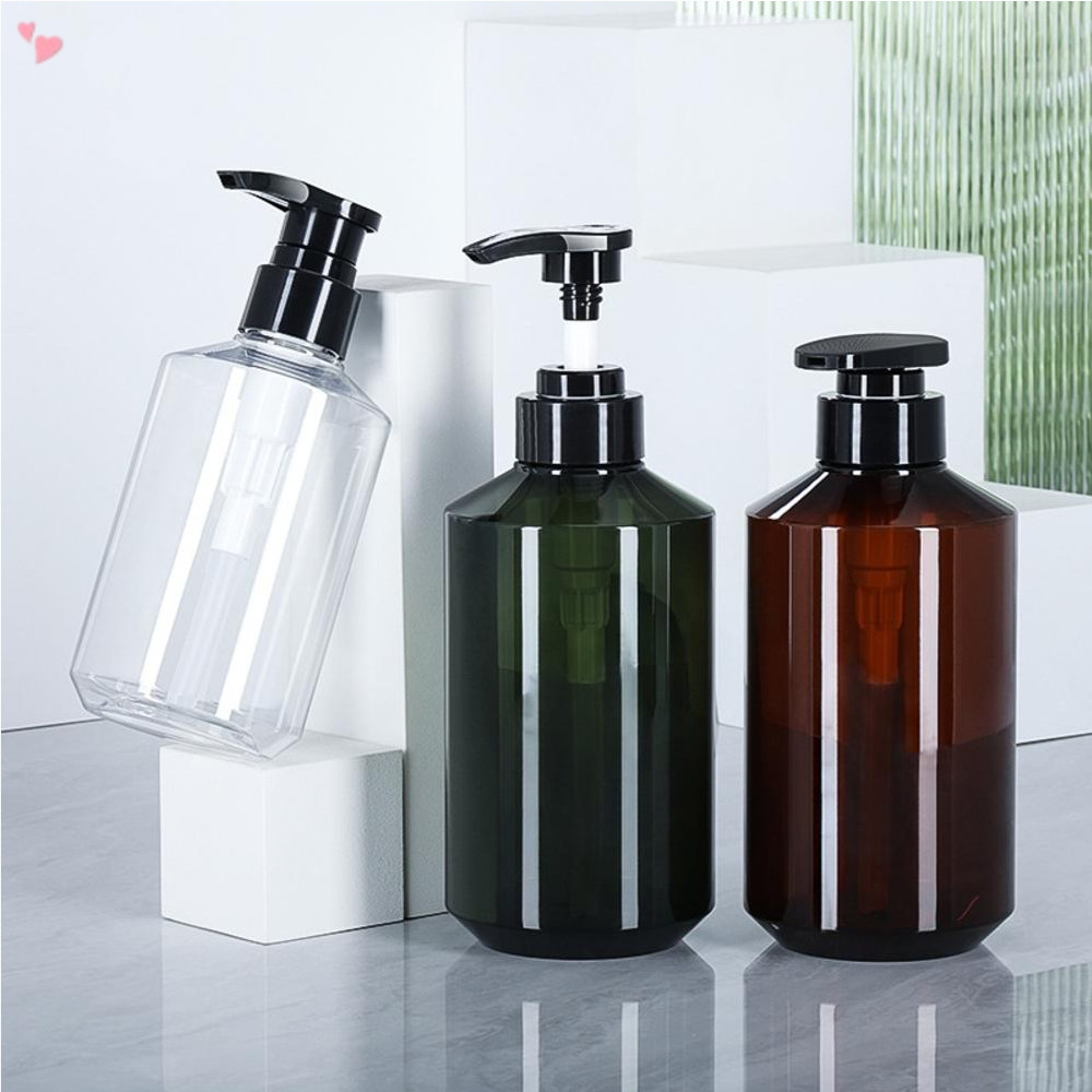 300ml/500ml PET ขวดปั๊มรีฟิล BPA-Free ขวดพลาสติกหัวปั๊ม PP Leak-Proof สําหรับแชมพู, โลชั่น, สบู่, Travel & Home ใช้ใส/สีน้ําตาล/สีเขียว