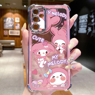 SAMSUNG เข้ากันได้กับSamsung Galaxy A17 A07 A15 A05 A35 A55 A14 A34 A56 A36 A06 A16 น่ารักMelody Kuromi ClearชุบกรณีAnti Drop Cover FD