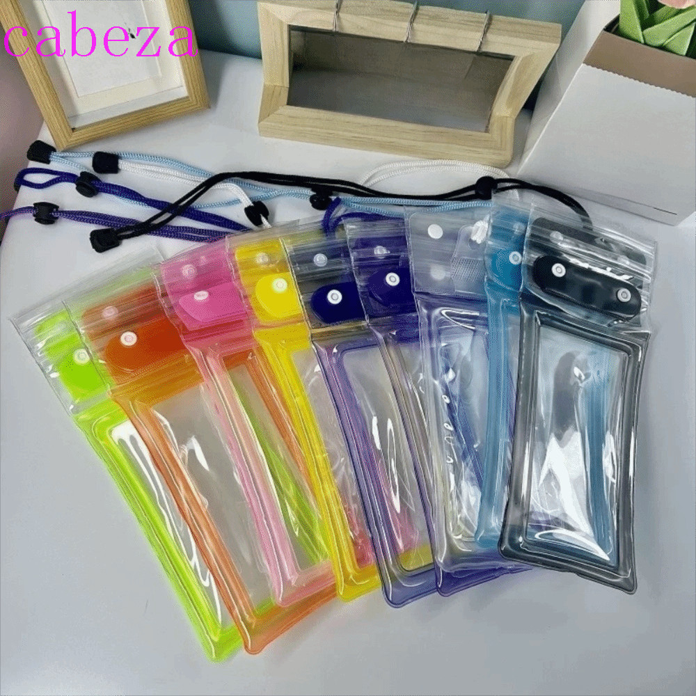กระเป๋าว่ายน้ํา CABEZA, มุมมองเต็มโปร่งใส Water-Sprinkle Festival Phone Pouch, Universal หนาถุงลมนิร