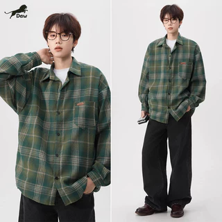 DAW เสื้อเชิ้ตลายตาราง มีกระเป๋า กระดุมแถวเดียว เสื้อเชิ้ตแขนยาว มีหลายสีให้เลือก ไม่เป็นขุยง่าย ไม่ยับง่าย unisex