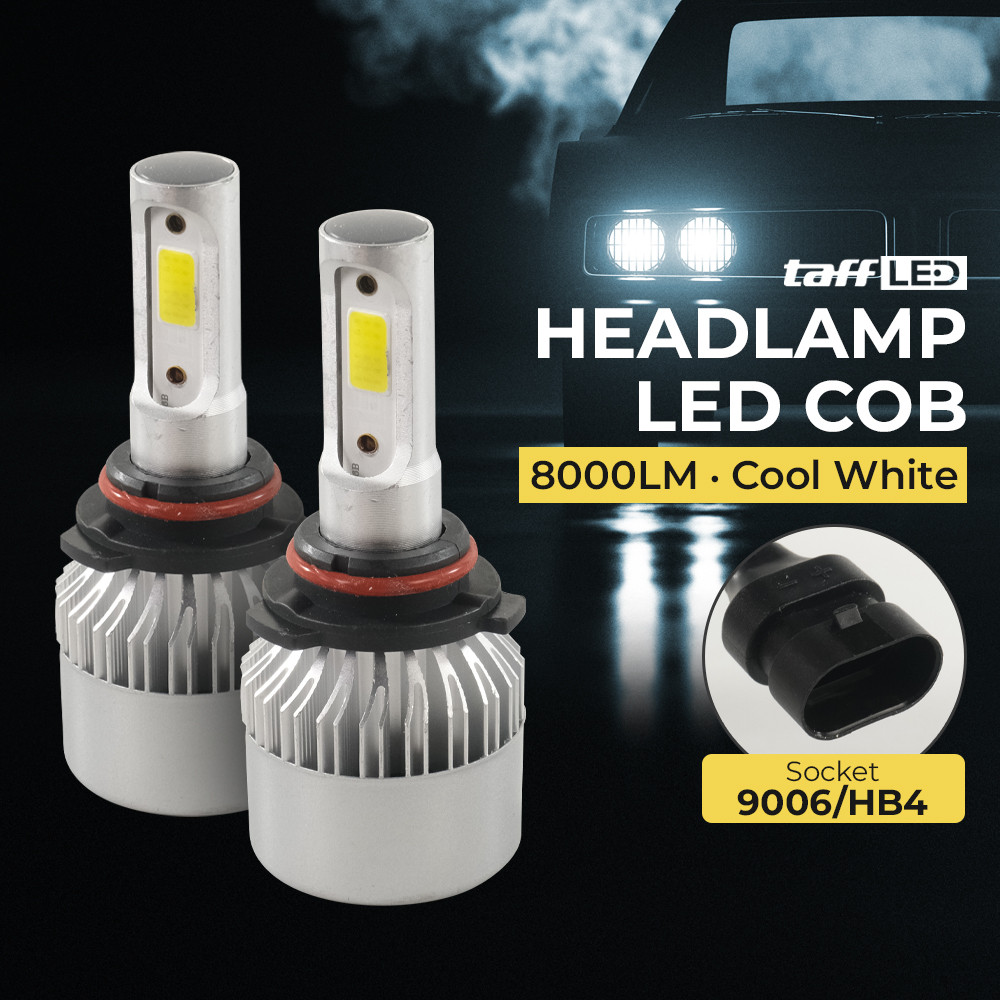 COB LED ไฟหน้ารถ 8000 Lumens IP65 Cool White 9006/HB4 Low Beam